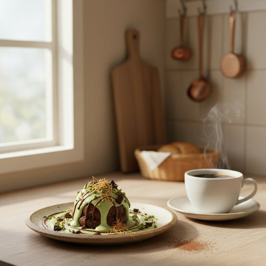 Chocolate cookie on a baking sheet with other cookies and a small container in the background.